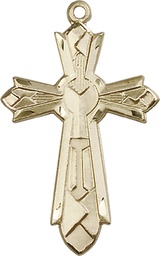 [6031KT] 14kt Gold Mosaic Cross Medal