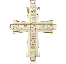 [6034KT] 14kt Gold Jesus Christus Cross Medal