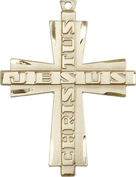 [6034KT] 14kt Gold Jesus Christus Cross Medal
