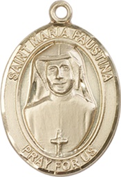 [8069KT] 14kt Gold Saint Maria Faustina Medal