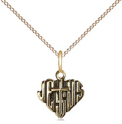 [6041GF/18GF] 14kt Gold Filled Heart of Jesus w/Cross Pendant on a 18 inch Gold Filled Light Curb chain