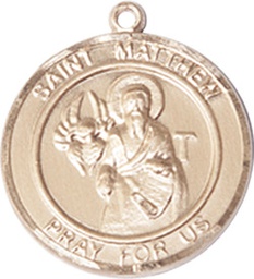 [8074RDKT] 14kt Gold Saint Matthew the Apostle Medal