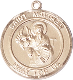 [8074RDKT] 14kt Gold Saint Matthew the Apostle Medal