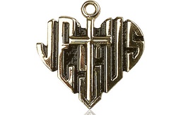 [6042KT] 14kt Gold Heart of Jesus w/Cross Medal