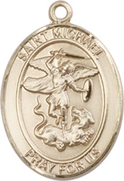 [8076KT] 14kt Gold Saint Michael the Archangel Medal