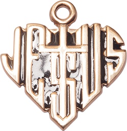 [6044KT] 14kt Gold Heart of Jesus w/Cross Medal