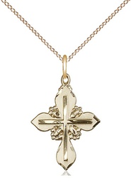 [6061GF/18GF] 14kt Gold Filled Cross Pendant on a 18 inch Gold Filled Light Curb chain