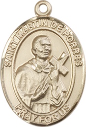 [8089KT] 14kt Gold Saint Martin de Porres Medal