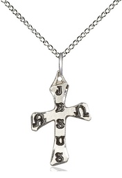 [6063SS/18SS] Sterling Silver Cross Pendant on a 18 inch Sterling Silver Light Curb chain