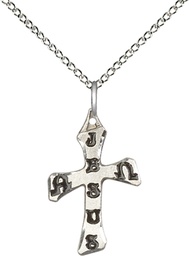 [6063SS/18SS] Sterling Silver Cross Pendant on a 18 inch Sterling Silver Light Curb chain
