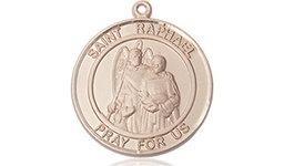 [8092RDKT] 14kt Gold Saint Raphael the Archangel Medal
