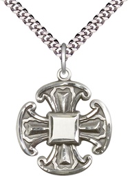 [6067SS/24S] Sterling Silver Cross Pendant on a 24 inch Light Rhodium Heavy Curb chain