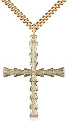 [6068GF/24G] 14kt Gold Filled Cross Pendant on a 24 inch Gold Plate Heavy Curb chain