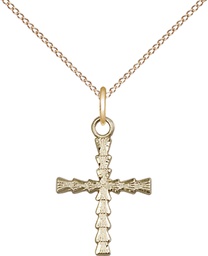 [6069GF/18GF] 14kt Gold Filled Cross Pendant on a 18 inch Gold Filled Light Curb chain