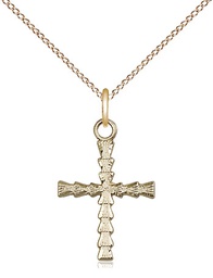 [6069GF/18GF] 14kt Gold Filled Cross Pendant on a 18 inch Gold Filled Light Curb chain