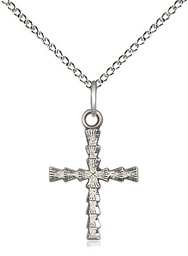 [6069SS/18SS] Sterling Silver Cross Pendant on a 18 inch Sterling Silver Light Curb chain