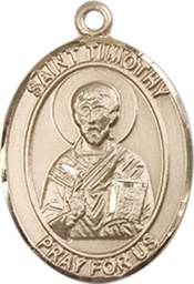 [8105KT] 14kt Gold Saint Timothy Medal