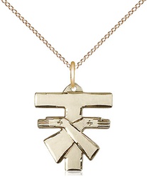 [6071GF/18GF] 14kt Gold Filled Franciscan Cross Pendant on a 18 inch Gold Filled Light Curb chain