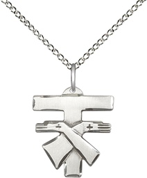 [6071SS/18SS] Sterling Silver Franciscan Cross Pendant on a 18 inch Sterling Silver Light Curb chain