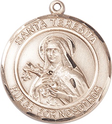[8106RDSPKT] 14kt Gold Santa Teresita Medal
