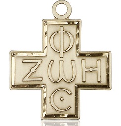 [6075KT] 14kt Gold Light &amp; Life Cross Medal