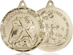 [0201RKT] 14kt Gold Saint Michael Guardian Angel Medal