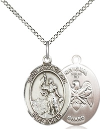 [8053SS5/18SS] Sterling Silver Saint Joan of Arc National Guard Pendant on a 18 inch Sterling Silver Light Curb chain