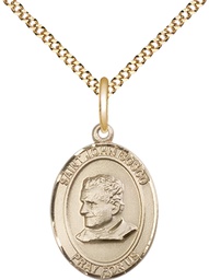 [8055GF/18G] 14kt Gold Filled Saint John Bosco Pendant on a 18 inch Gold Plate Light Curb chain