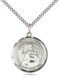 [8056RDSS/18S] Sterling Silver Saint John the Apostle Pendant on a 18 inch Light Rhodium Light Curb chain