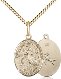 [8057GF/18G] 14kt Gold Filled Saint Joseph of Cupertino Pendant on a 18 inch Gold Plate Light Curb chain