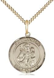 [8058RDGF/18G] 14kt Gold Filled Saint Joseph Pendant on a 18 inch Gold Plate Light Curb chain