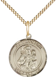 [8058RDGF/18G] 14kt Gold Filled Saint Joseph Pendant on a 18 inch Gold Plate Light Curb chain