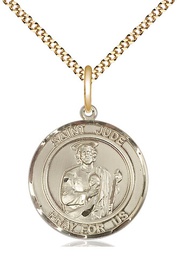 [8060RDGF/18G] 14kt Gold Filled Saint Jude Pendant on a 18 inch Gold Plate Light Curb chain