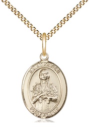 [8061GF/18G] 14kt Gold Filled Saint Kateri Pendant on a 18 inch Gold Plate Light Curb chain