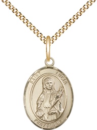 [8065GF/18G] 14kt Gold Filled Saint Lucia of Syracuse Pendant on a 18 inch Gold Plate Light Curb chain