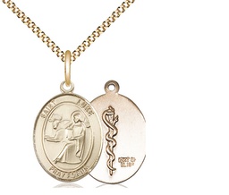 [8068GF8/18G] 14kt Gold Filled Saint Luke the Apostle Doctor Pendant on a 18 inch Gold Plate Light Curb chain