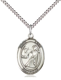 [8068SS/18S] Sterling Silver Saint Luke the Apostle Pendant on a 18 inch Light Rhodium Light Curb chain