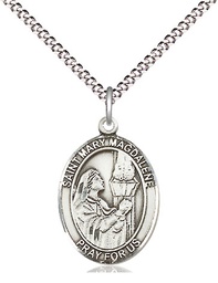 [8071SS/18S] Sterling Silver Saint Mary Magdalene Pendant on a 18 inch Light Rhodium Light Curb chain