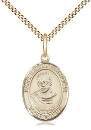 [8073GF/18G] 14kt Gold Filled Saint Maximilian Kolbe Pendant on a 18 inch Gold Plate Light Curb chain