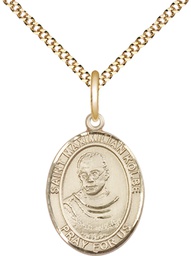 [8073GF/18G] 14kt Gold Filled Saint Maximilian Kolbe Pendant on a 18 inch Gold Plate Light Curb chain
