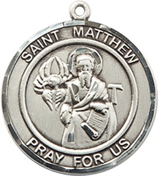 [8074RDSS] Sterling Silver Saint Matthew the Apostle Medal