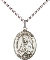 [8075SS/18S] Sterling Silver Saint Martha Pendant on a 18 inch Light Rhodium Light Curb chain