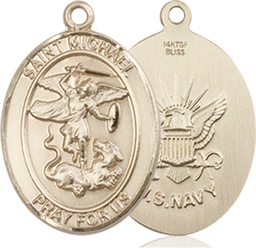 [8076GF6] 14kt Gold Filled Saint Michael Navy Medal