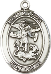 [8076SSY] Sterling Silver Saint Michael the Archangel Medal - With Box