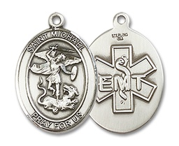 [8076SS10] Sterling Silver Saint Michael EMT Medal
