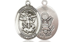 [8076SS2] Sterling Silver Saint Michael Army Medal