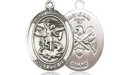 [8076SS5] Sterling Silver Saint Michael National Guard Medal
