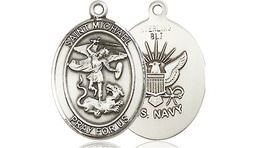[8076SS6] Sterling Silver Saint Michael Navy Medal