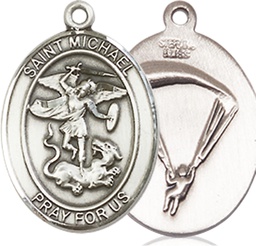 [8076SS7] Sterling Silver Saint Michael Paratrooper Medal