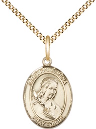 [8077GF/18G] 14kt Gold Filled Saint Philomena Pendant on a 18 inch Gold Plate Light Curb chain